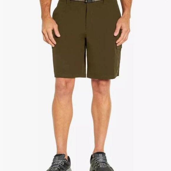Orvis Mens Flat Front Comfort Waist Belt Lightweight Olive Green Cargo Shorts 34 - Picture 1 of 16